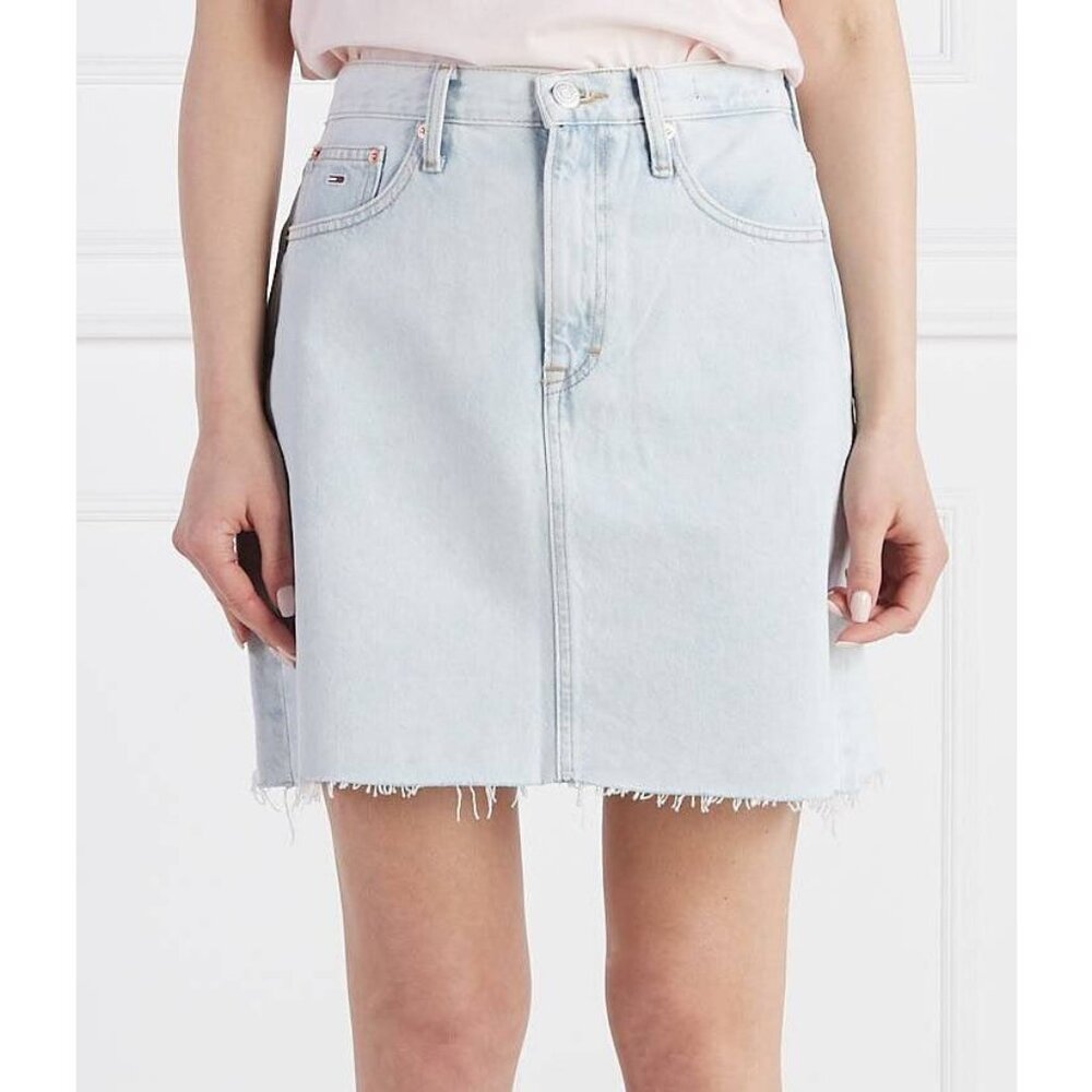 NWT TOMMY HILFIGER RAW HEM MOM JEAN SKIRT in LIGHT DENIM 26 Y2K RETRO PREPPY
